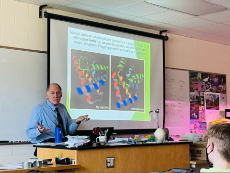 Mr. Thomsen teaches his sophomore biology class about gene families.